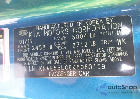 2019 Kia Stinger Gt2 из США, поврежденный, VIN KNAE55LC6K6060159